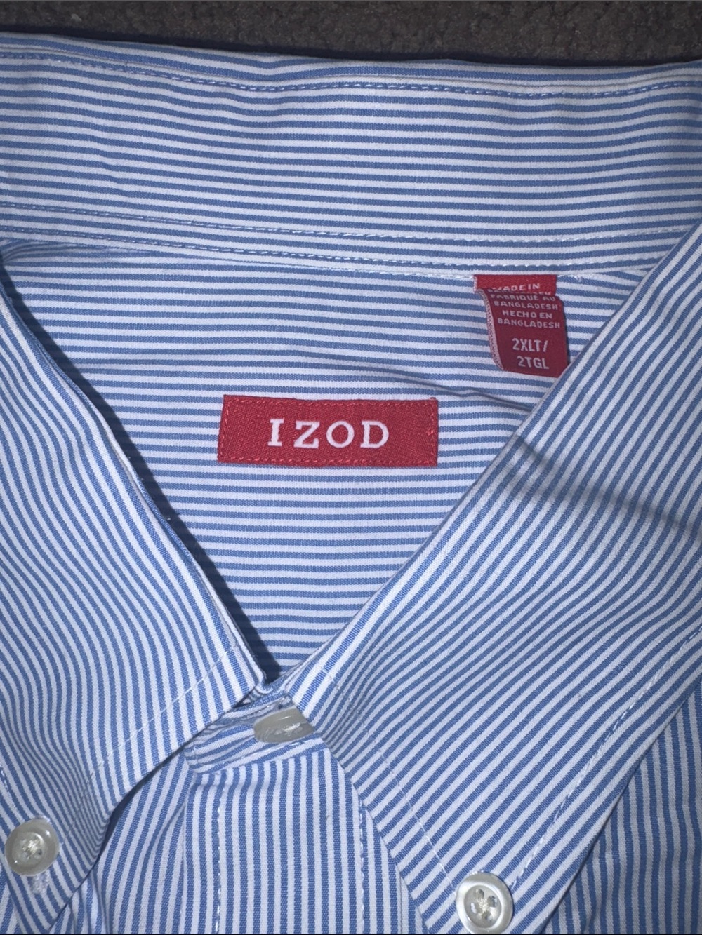 Izod Men's Blue and White Pinstripe Dress Shirt long sleeve